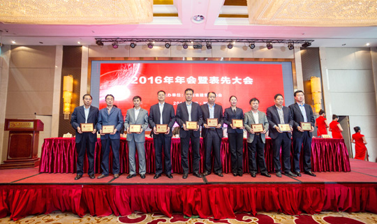 LD（中国）一站式服务平台总工程师陈建中（左五）上台领奖