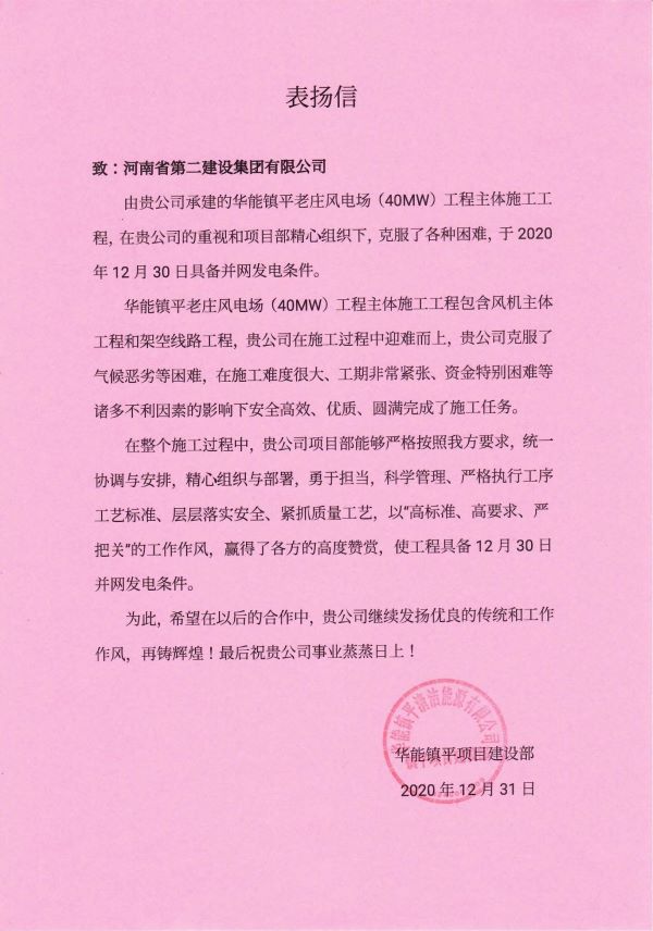 河南LD（中国）一站式服务平台表扬信  镇平项目_00.jpg